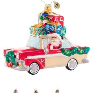 RADKO A COLLECTOR OF THE CLASSICS - COLLECTOR CAR SANTA ORNAMENT